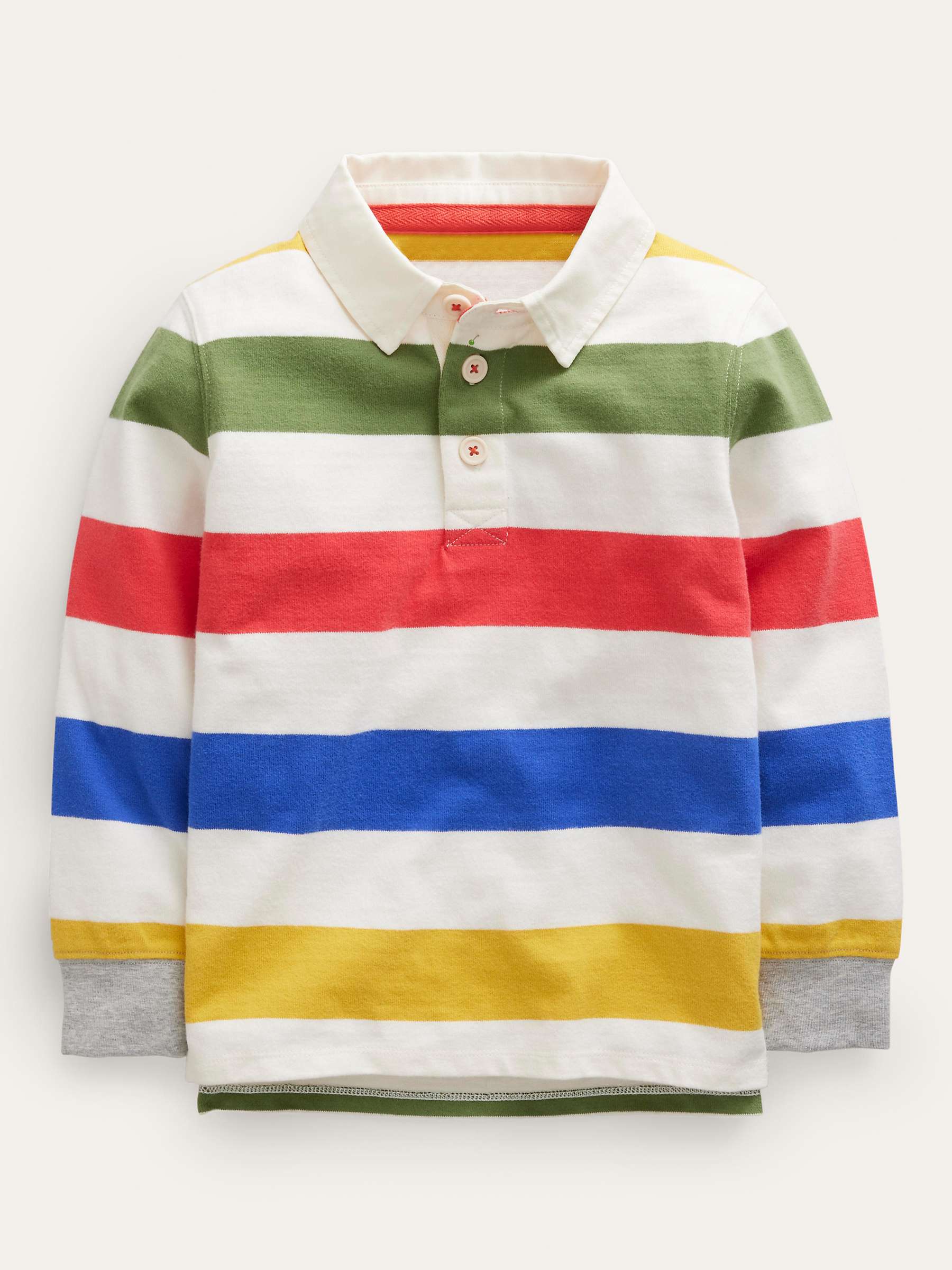 Buy Mini Boden Kids' Stripe Classic Rugby Shirt, Jam/Blue/Lemon/Green Online at johnlewis.com