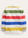 Mini Boden Kids' Stripe Classic Rugby Shirt, Jam/Blue/Lemon/Green