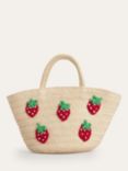 Mini Boden Kids' Emrboidered Strawberry Basket Bag, Neutral