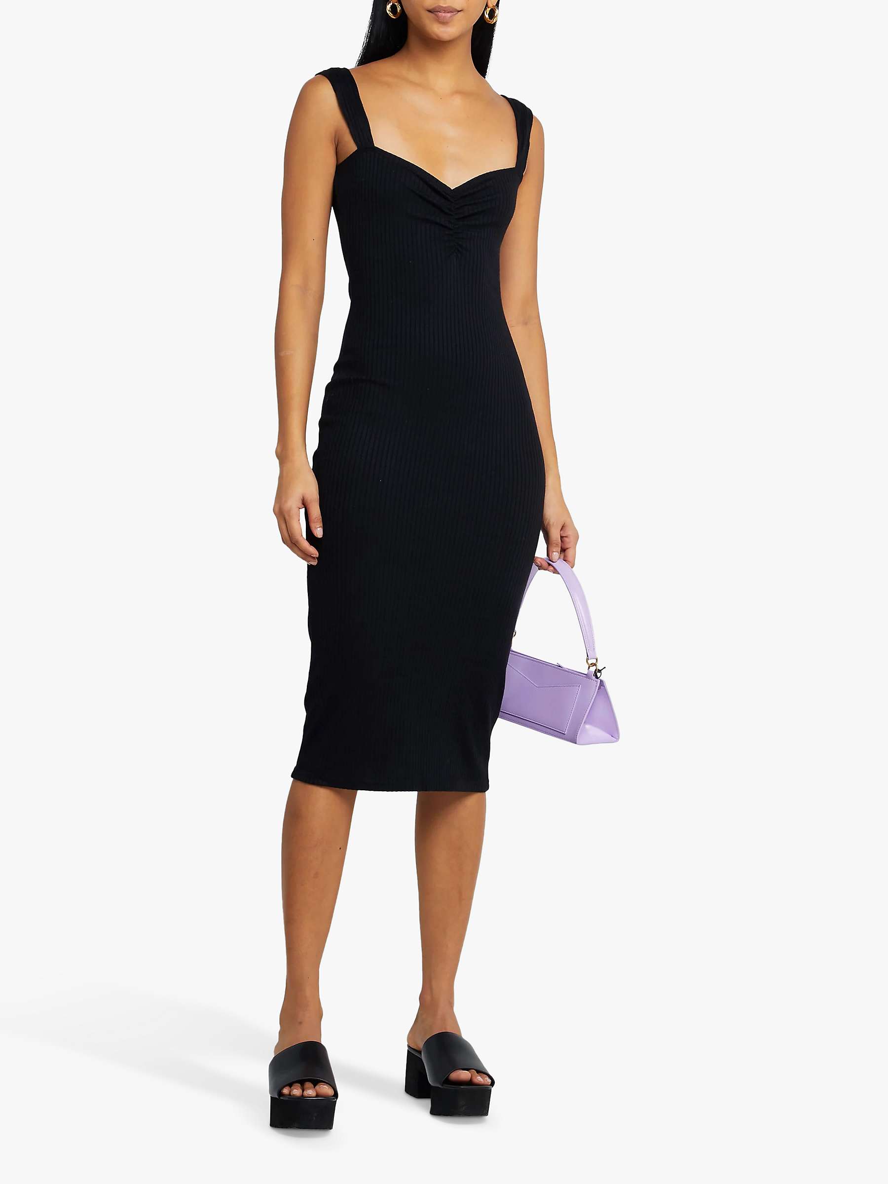 Buy kourt Camille Ribbed Knit Dress, Black Online at johnlewis.com