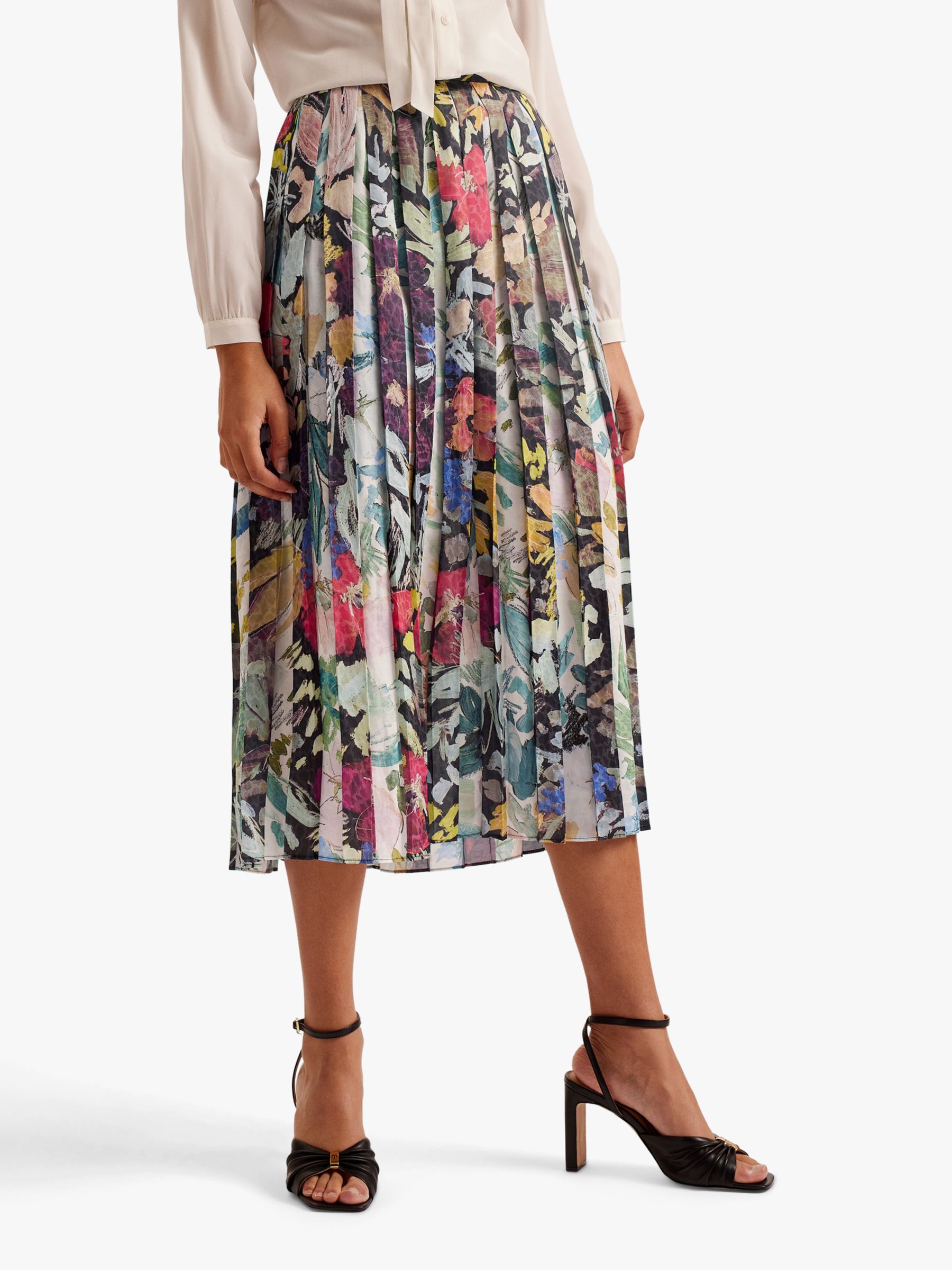 Buy Ted Baker Cornina Floral Print Pleated Midi Skirt, Multi Online at johnlewis.com