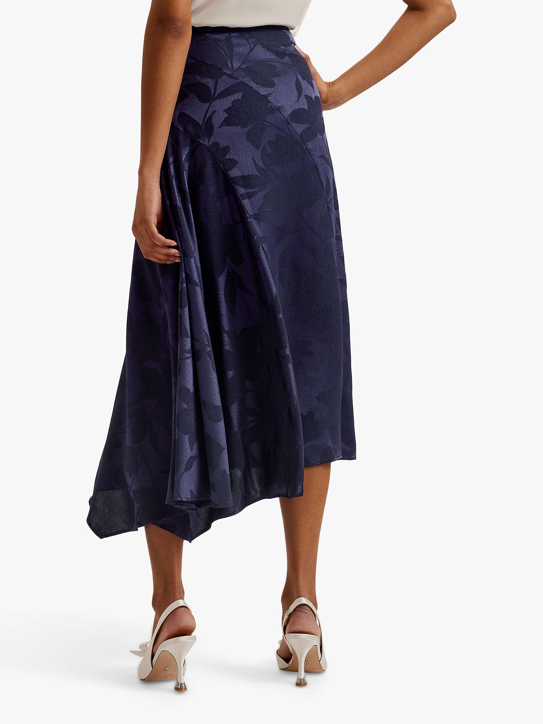 Buy Ted Baker Trebbia Asymmetric Jacquard Midi Skirt, Navy Online at johnlewis.com