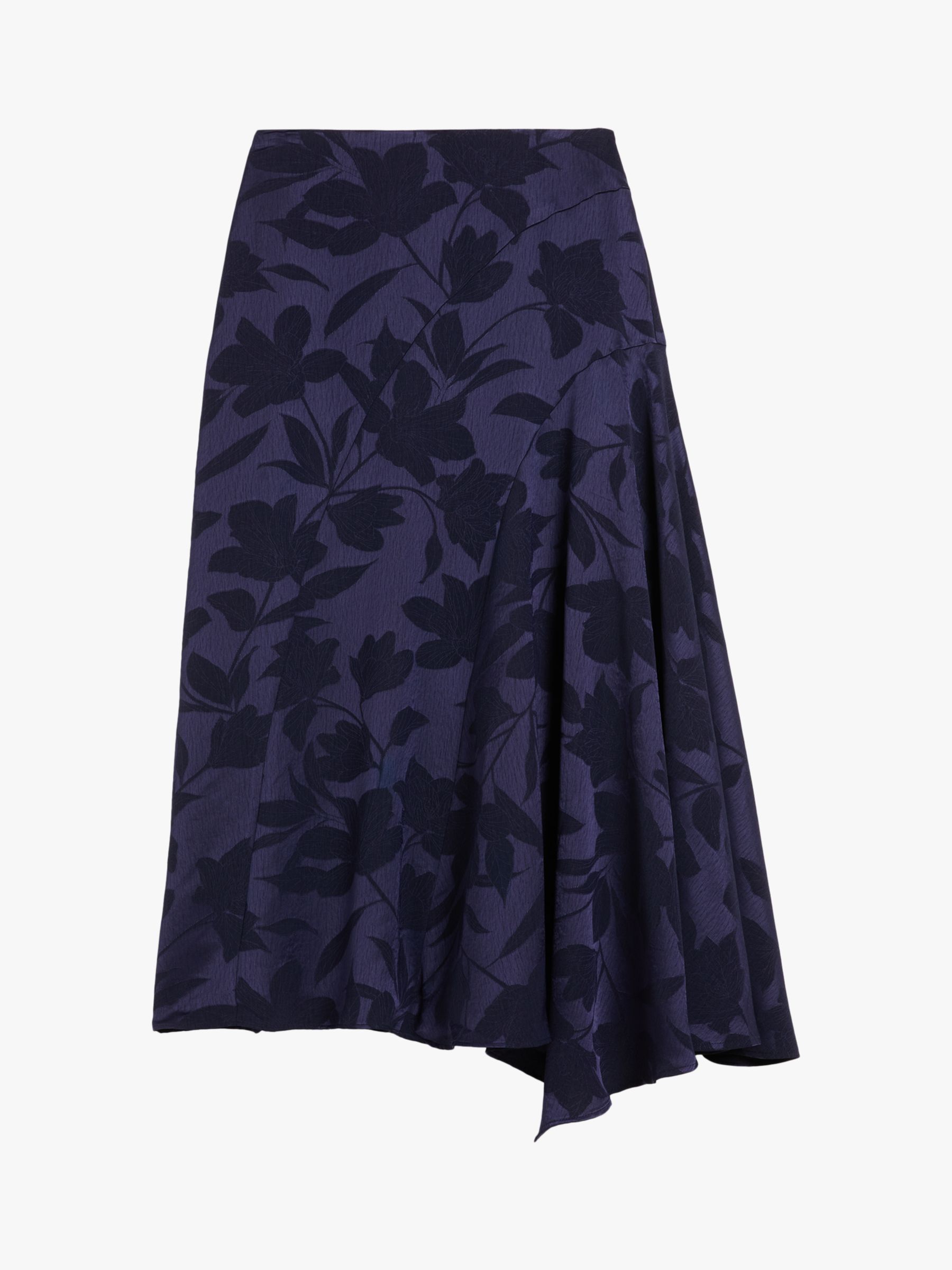 Buy Ted Baker Trebbia Asymmetric Jacquard Midi Skirt, Navy Online at johnlewis.com