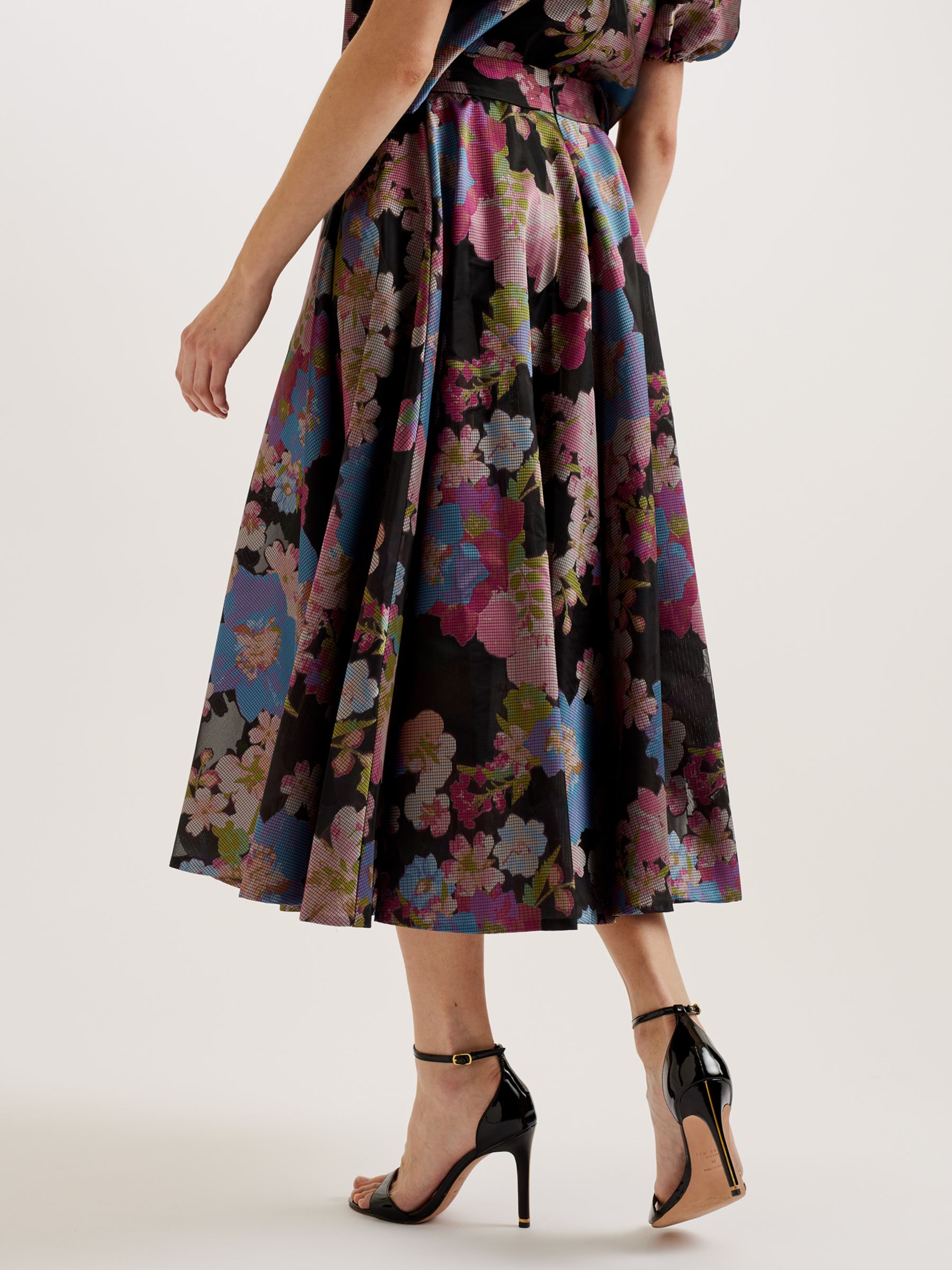 Ted Baker Bursa Jacquard Floral Midi Skirt, Black/Multi at John Lewis ...