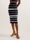 Ted Baker Emiliha Striped Bodycon Rib Knit Skirt, Navy/Ivory