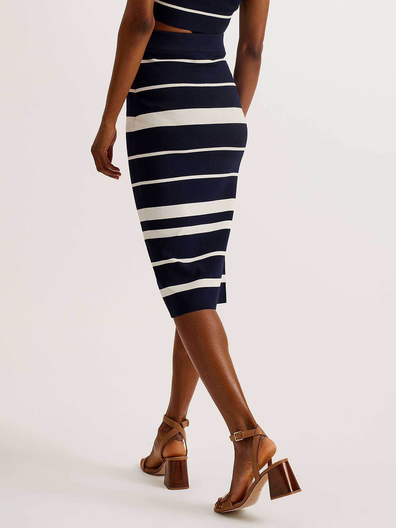 Buy Ted Baker Emiliha Striped Bodycon Rib Knit Skirt, Navy/Ivory Online at johnlewis.com