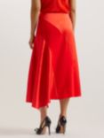Ted Baker Bolsena Asymmetric Hem Satin Midi Skirt, Red, Red