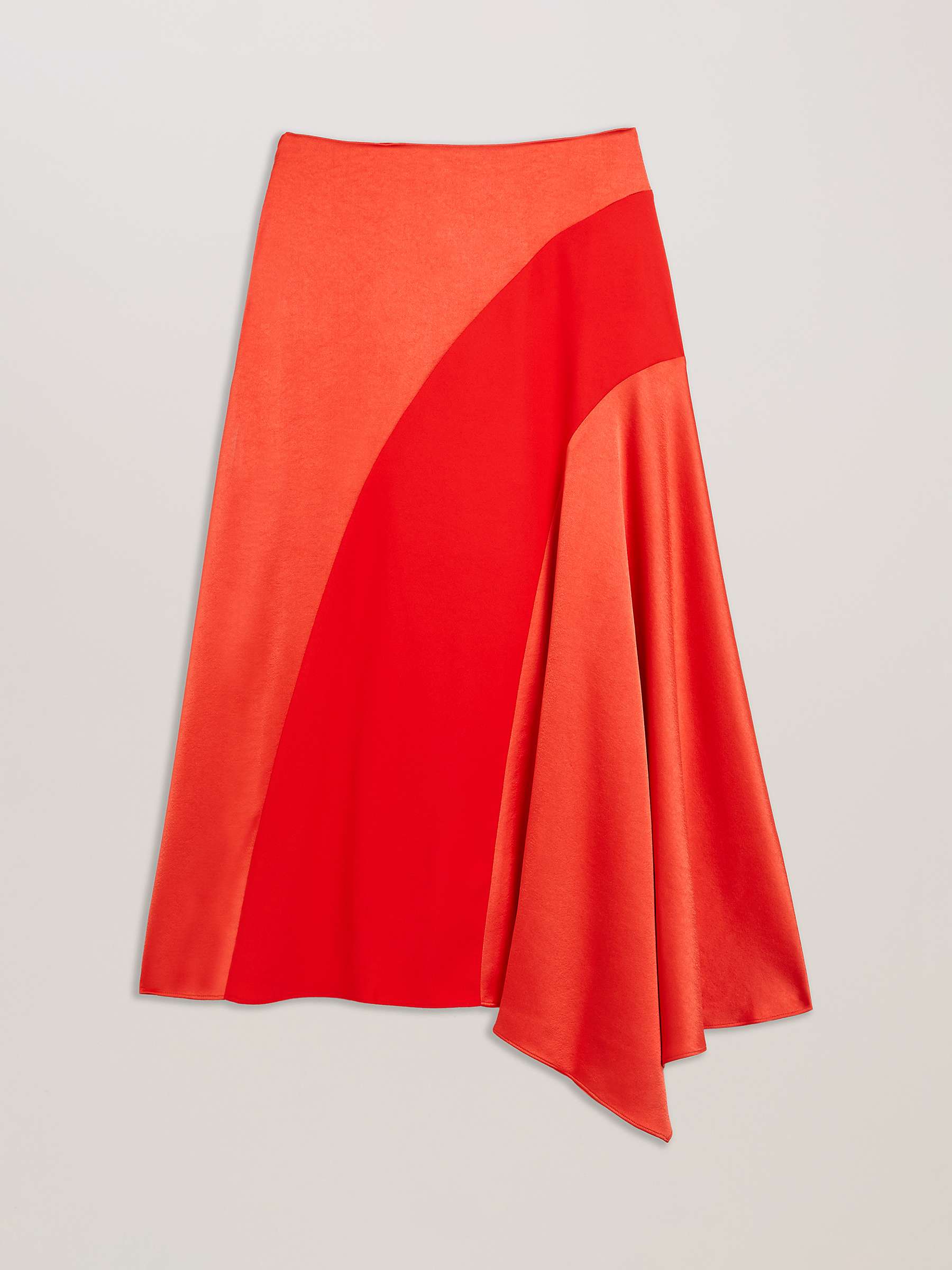 Buy Ted Baker Bolsena Asymmetric Hem Satin Midi Skirt, Red Online at johnlewis.com