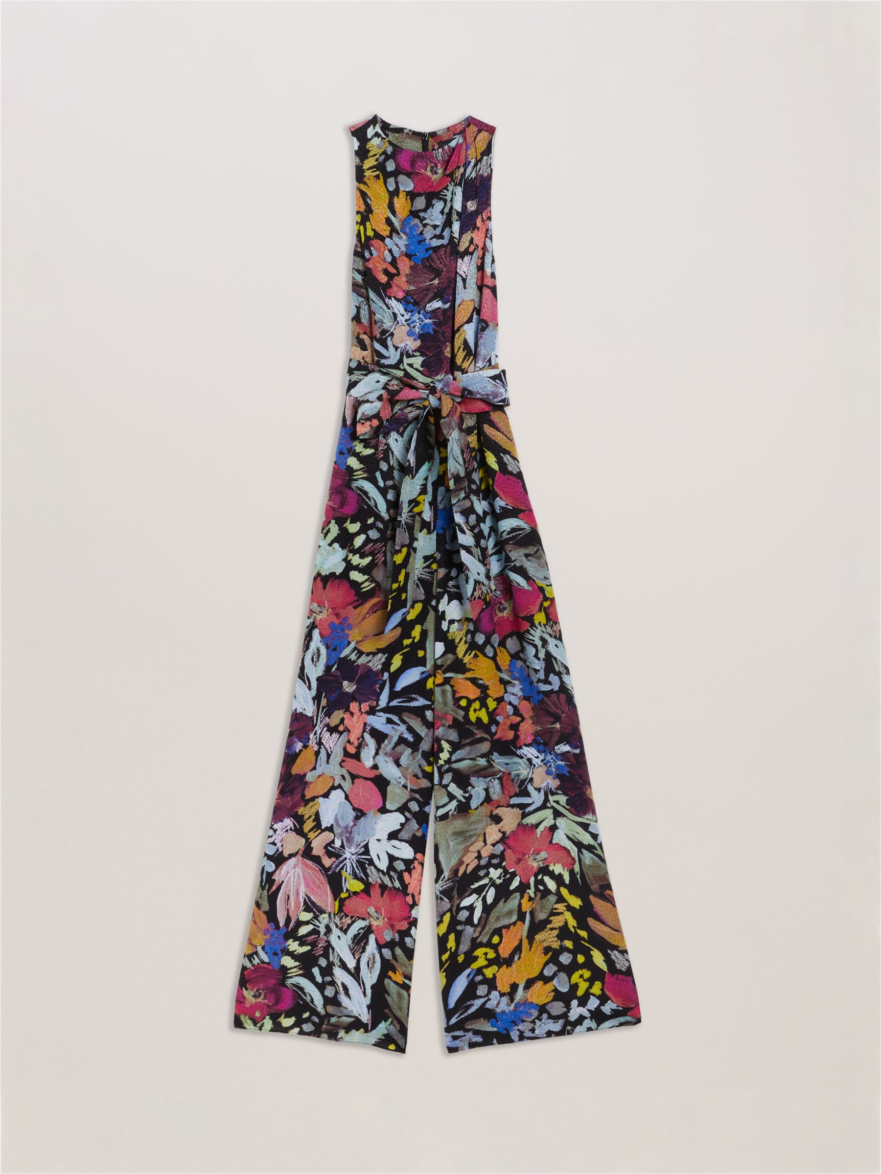 Ted Baker Orta Floral Print Wide Leg Jumpsuit, Black/Multi, 6