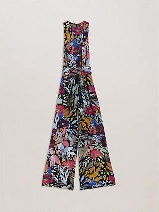 Ted Baker Orta Floral Print Wide Leg Jumpsuit, Black/Multi