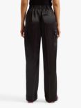 Ted Baker Simeta Wide Leg Satin Cargo Trousers, Black