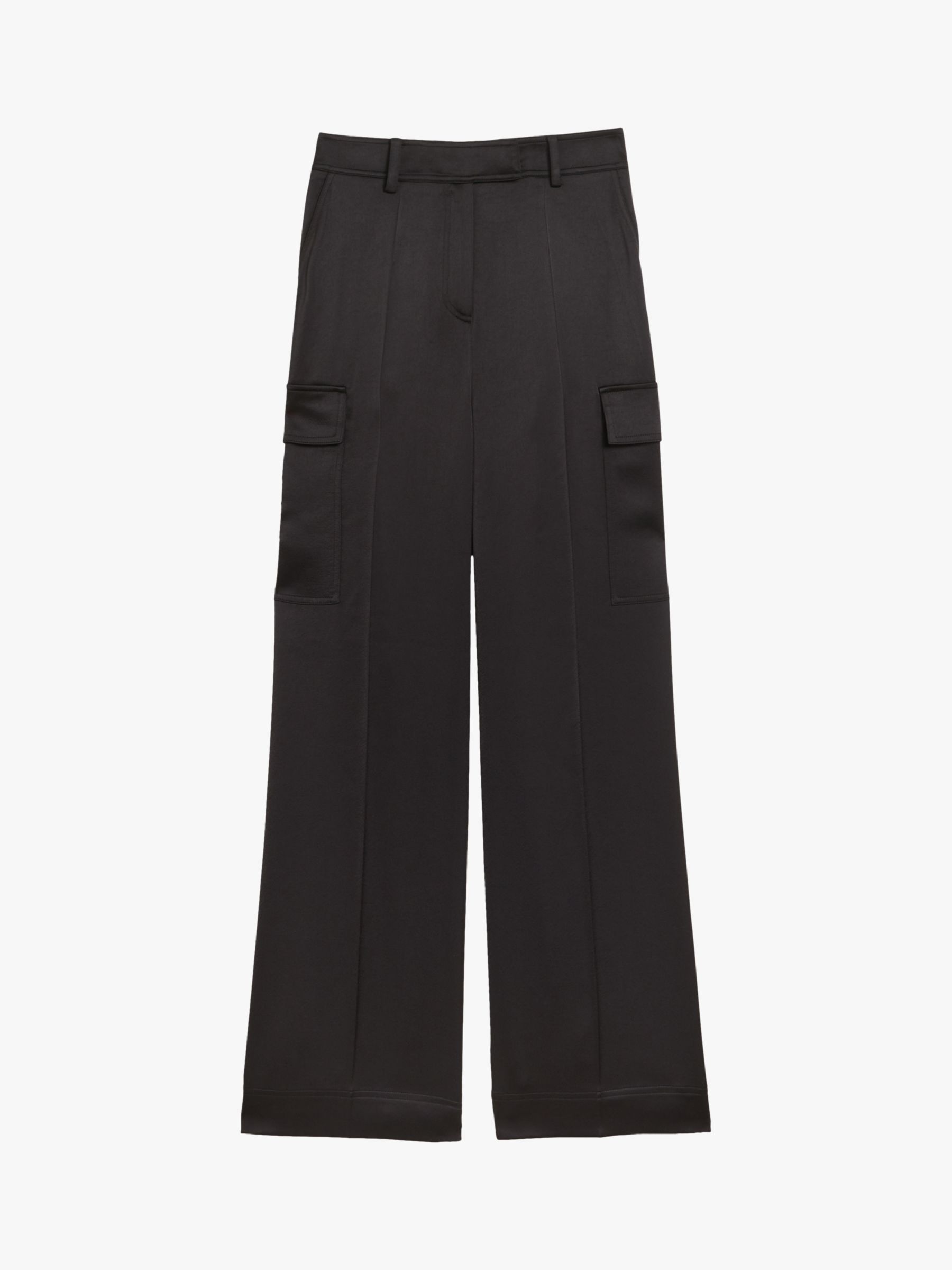 Buy Ted Baker Simeta Wide Leg Satin Cargo Trousers, Black Online at johnlewis.com
