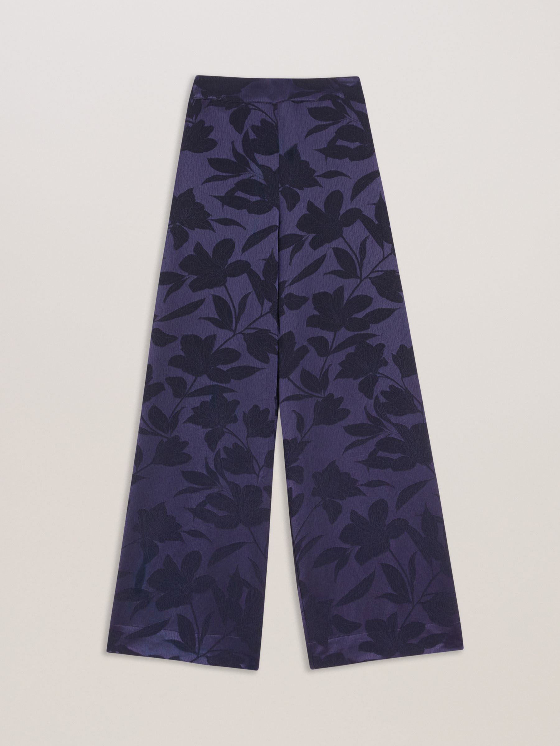 Buy Ted Baker Maurah Jacquard Floral Wide Leg Trousers, Navy Online at johnlewis.com