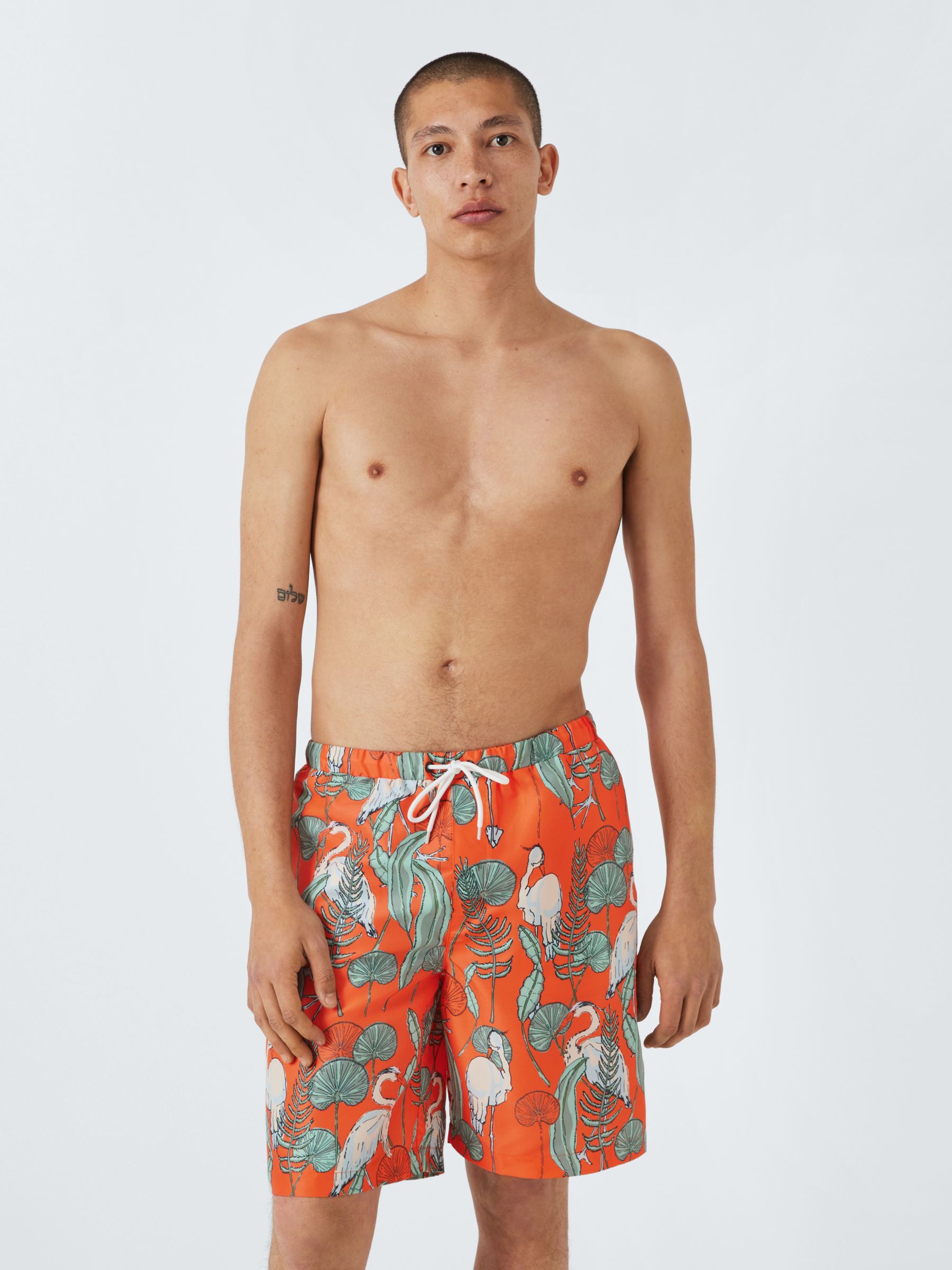 Their Nibs Heron Print Swim Shorts, Herons Orange/Multi, XL