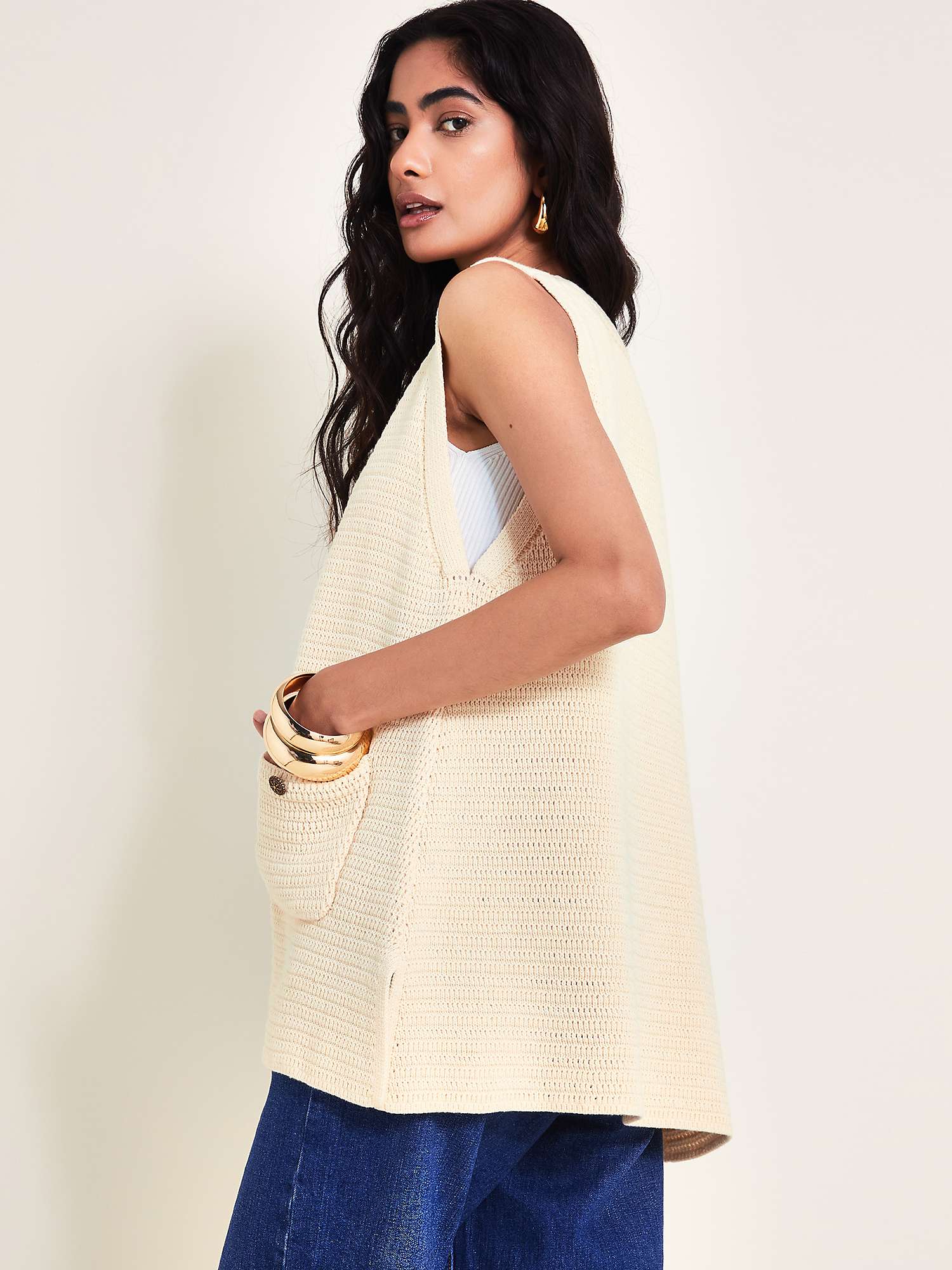 Buy Monsoon Noah Knitted Gilet, Ivory Online at johnlewis.com