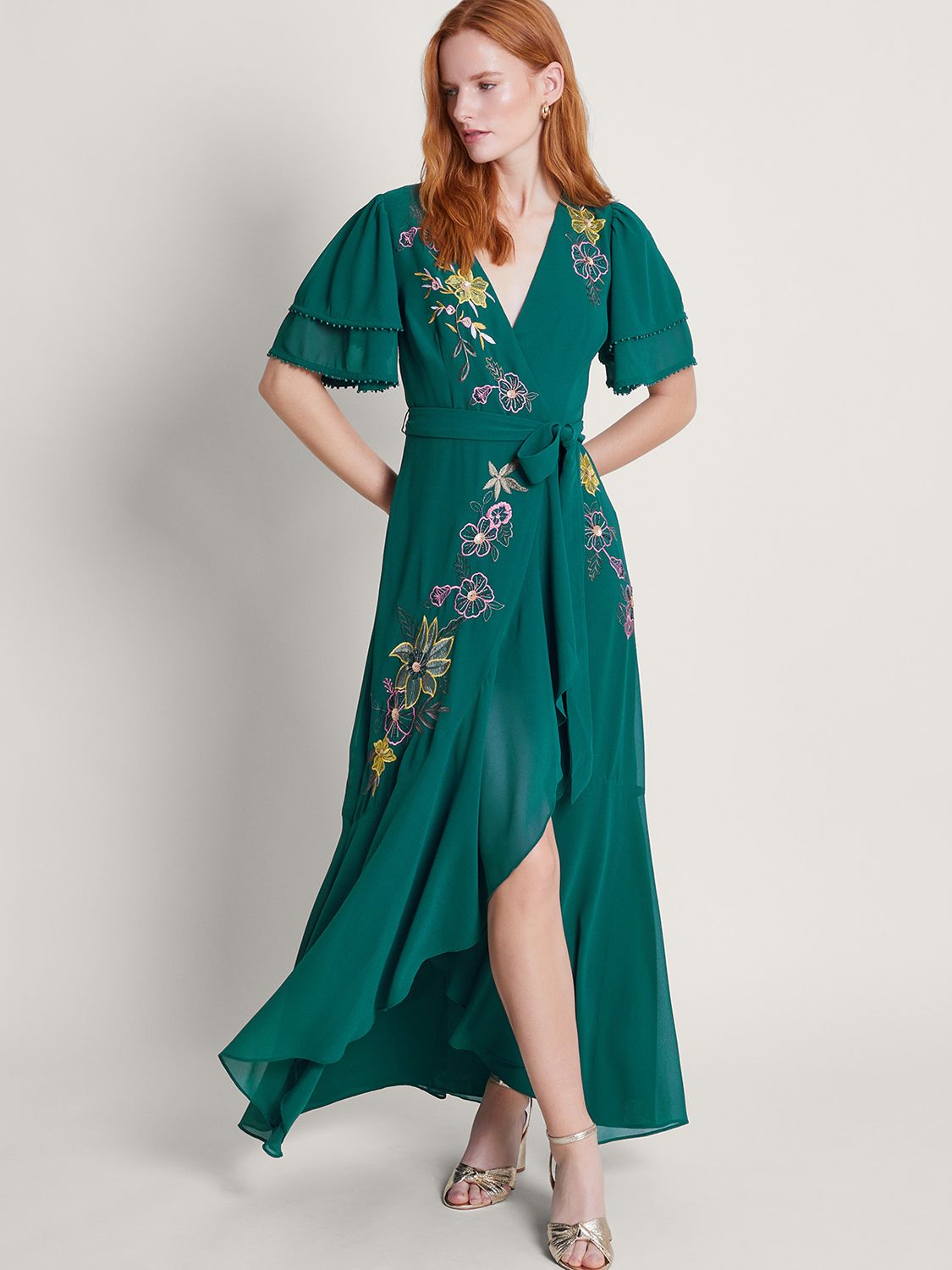 Monsoon Wanda Wrap Maxi Dress, Teal