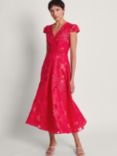 Monsoon Josie Jaquard Tea Dress, Red