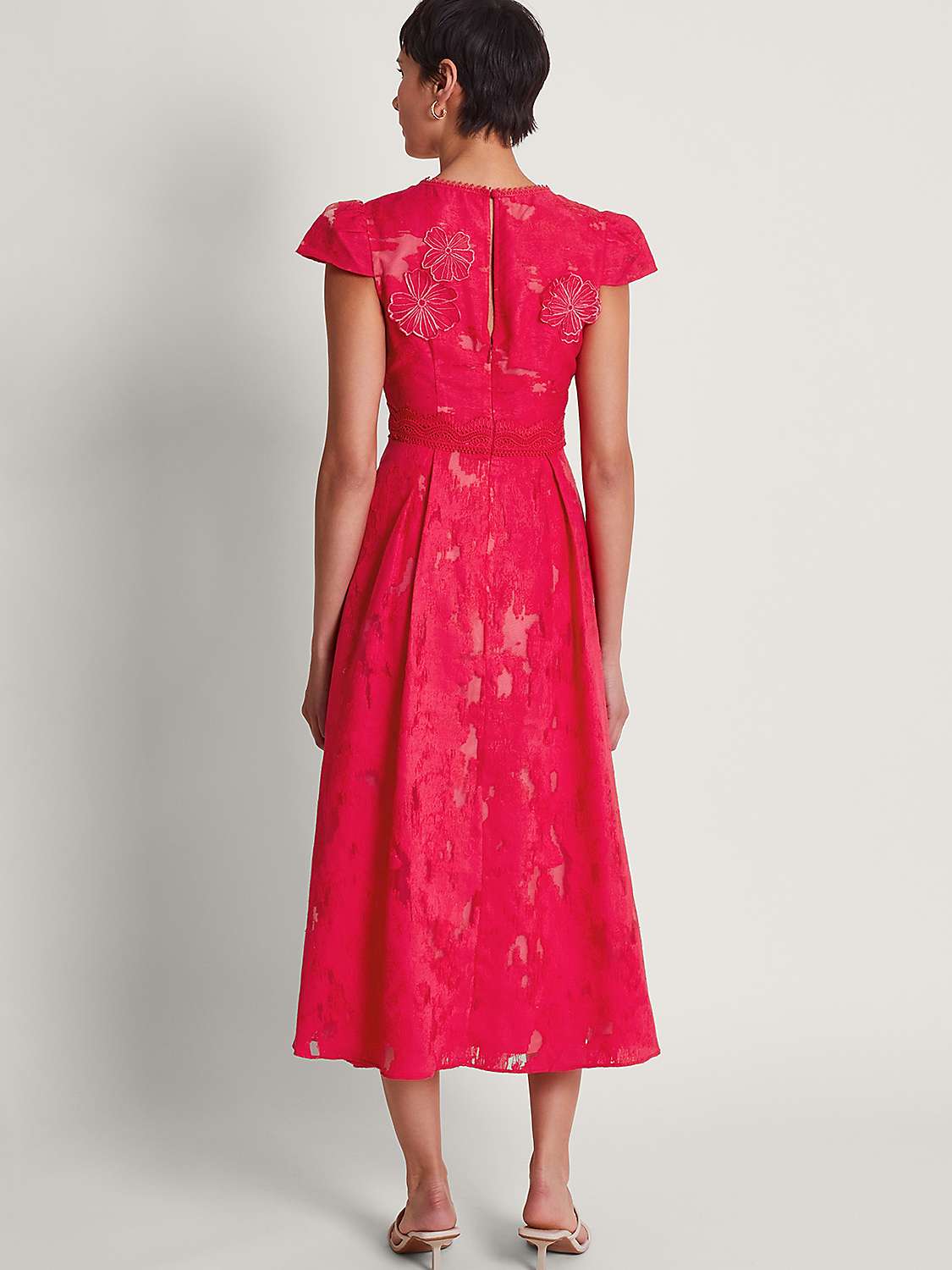 Buy Monsoon Josie Jaquard Tea Dress, Red Online at johnlewis.com