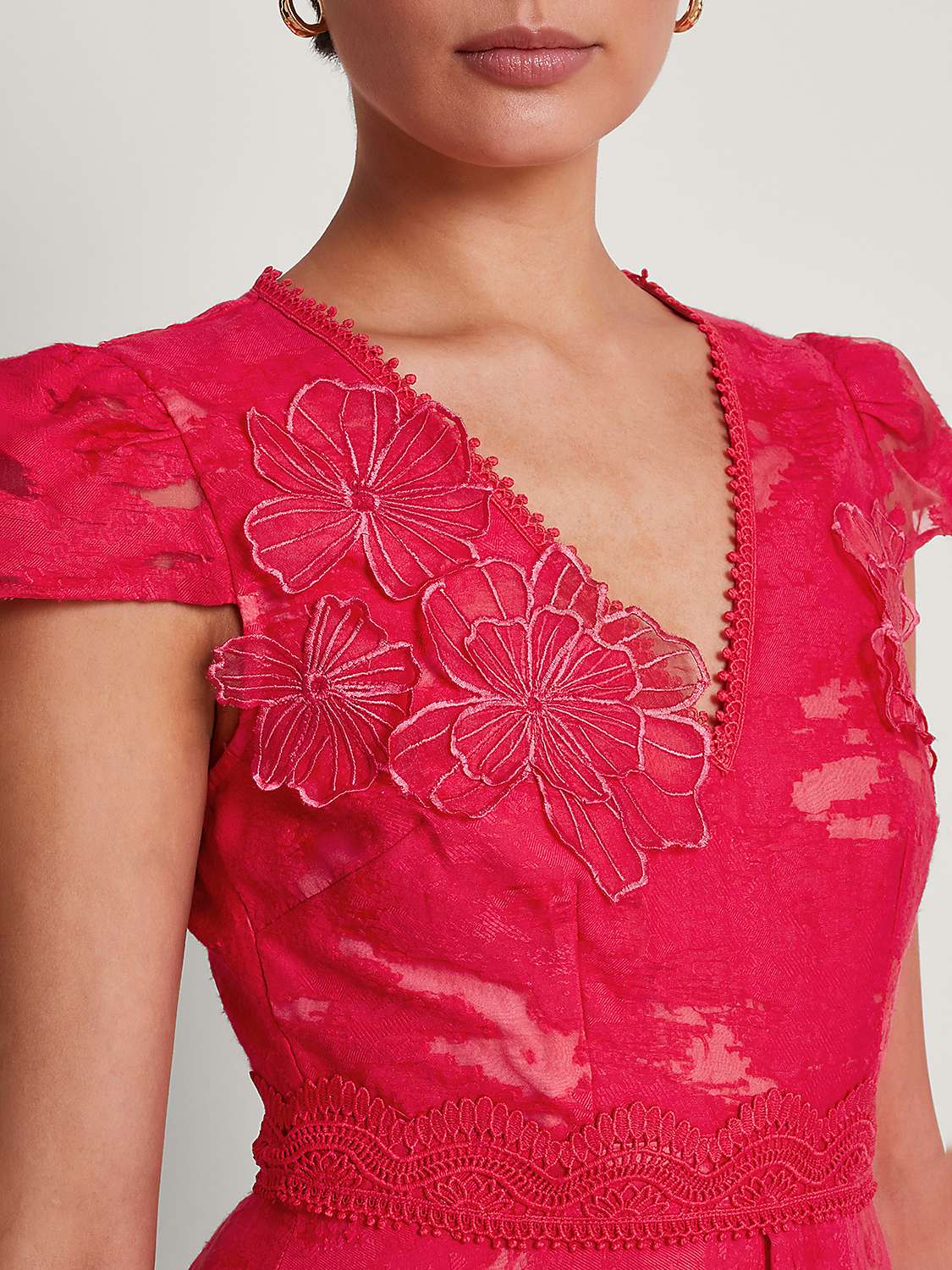 Buy Monsoon Josie Jaquard Tea Dress, Red Online at johnlewis.com