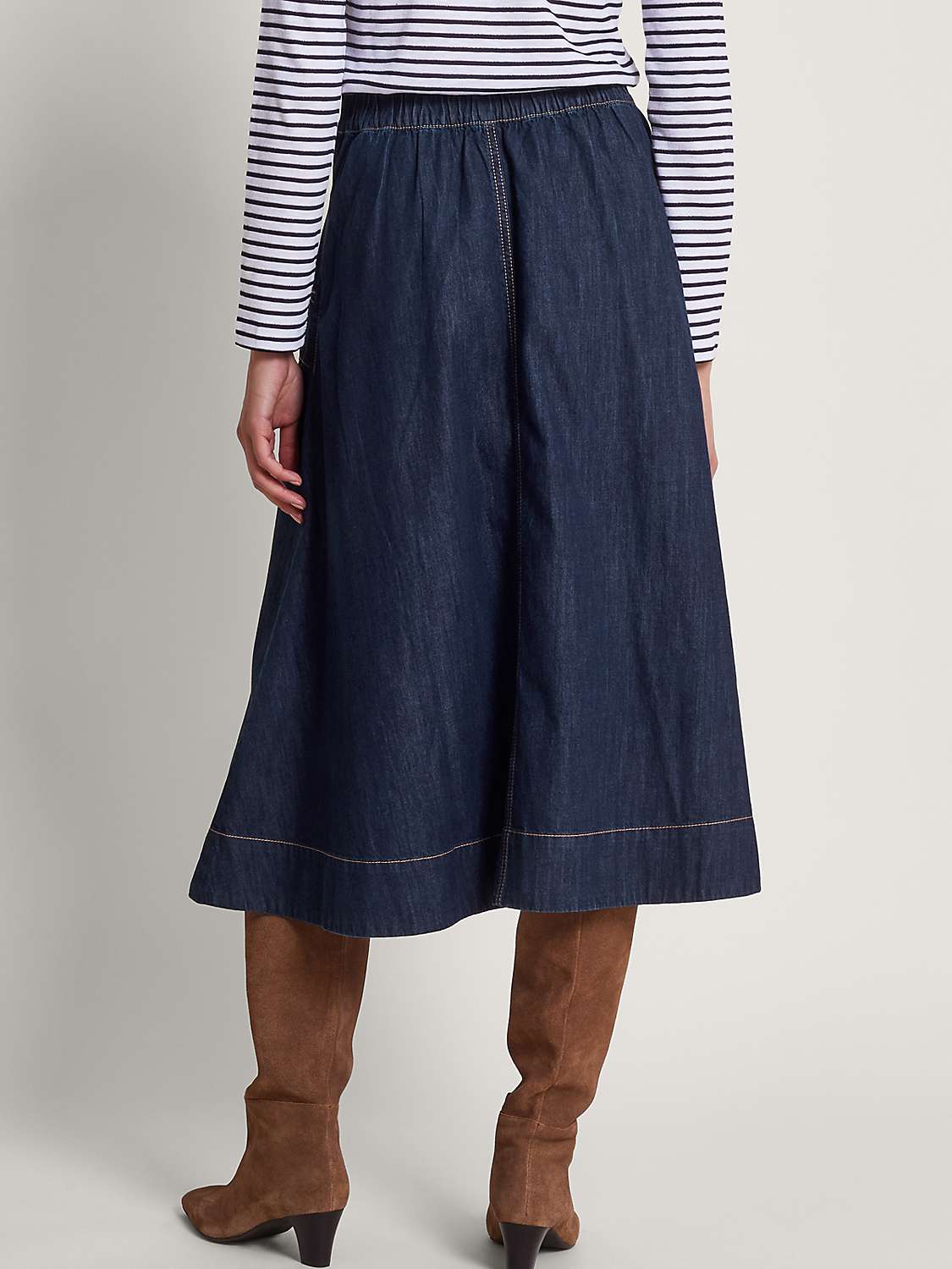 Buy Monsoon Harper Midi Denim Skirt, Indigo Online at johnlewis.com