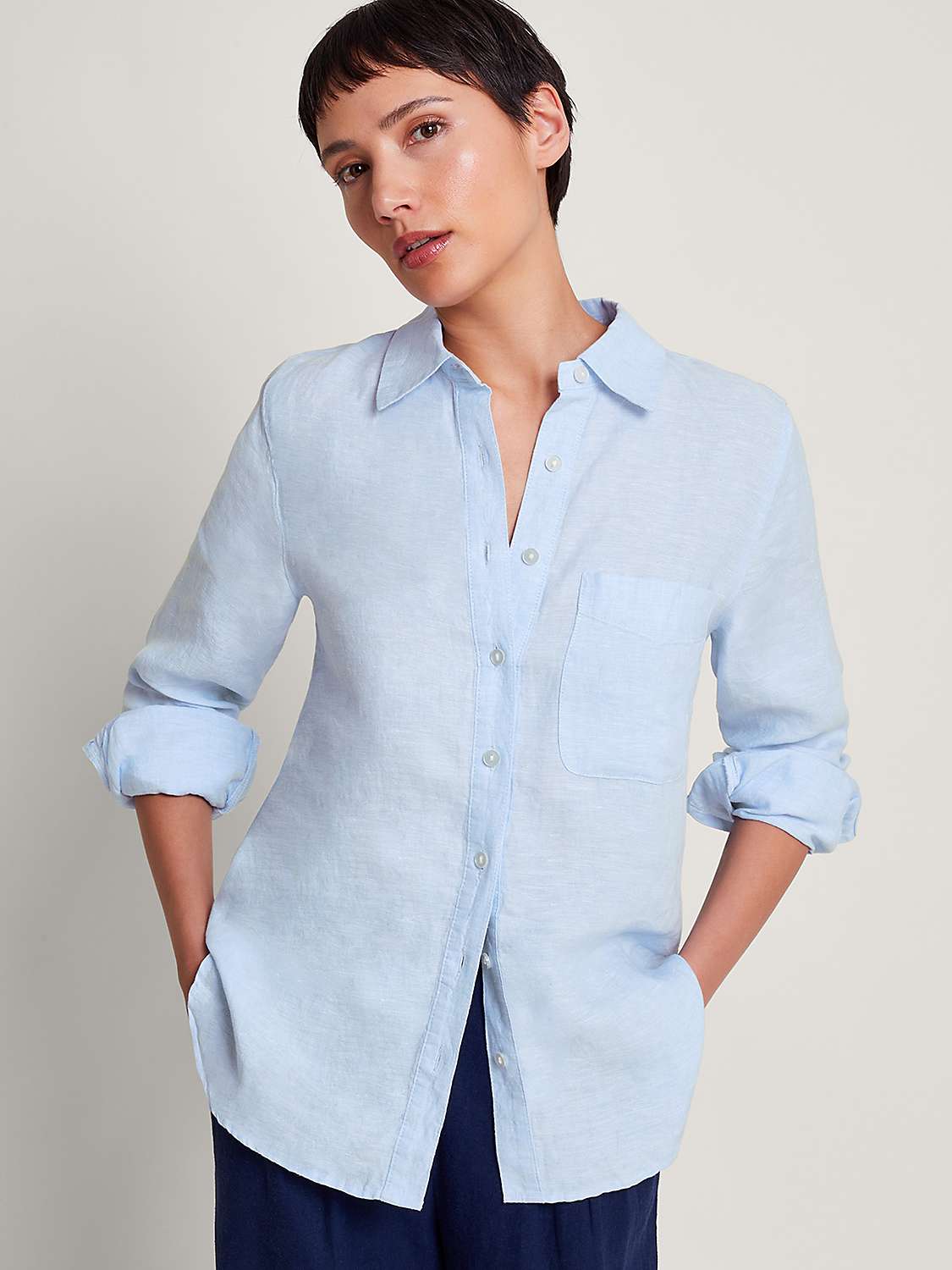 Buy Monsoon Charlie Linen Shirt, Blue Online at johnlewis.com