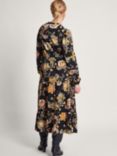 Monsoon Juliet Floral Midi Shirt Dress, Black/Multi