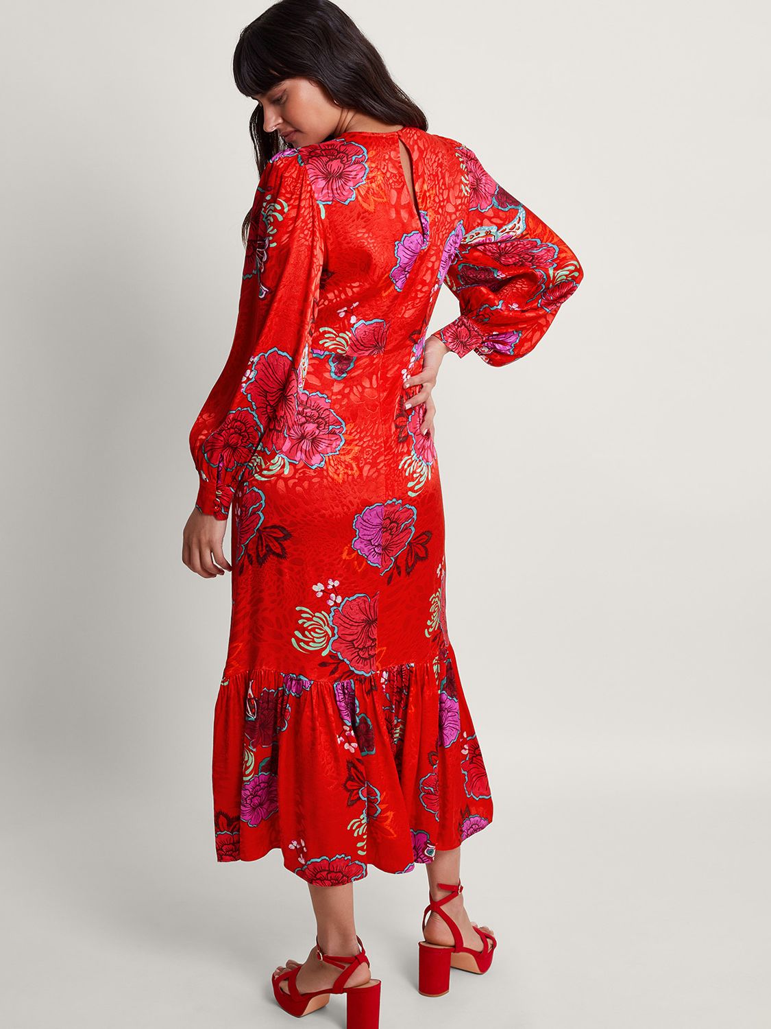 Buy Monsoon Esme Floral Tea Dress, Red/Multi Online at johnlewis.com