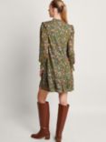 Monsoon Crinkle Fabric Mini Dress, Khaki/Multi