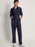 Monsoon Harper Cotton Jumpsuit, Denim Blue