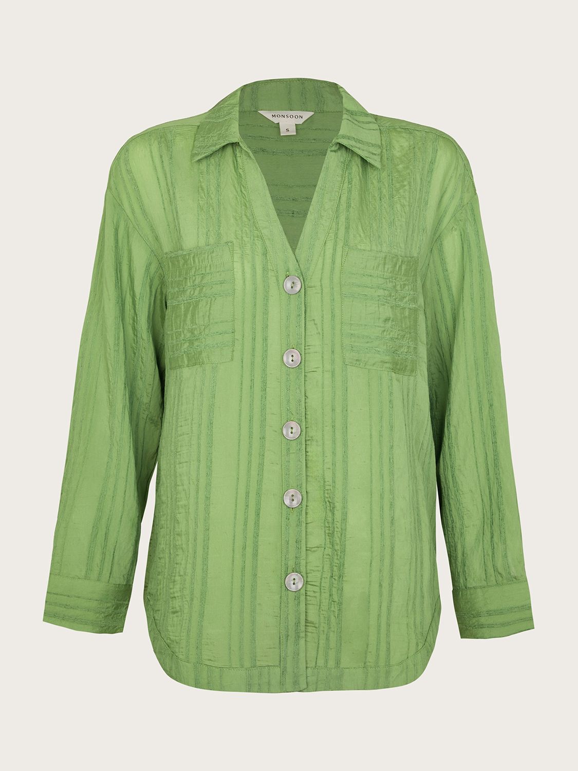 Monsoon Sofia Textured Shirt, Green, S