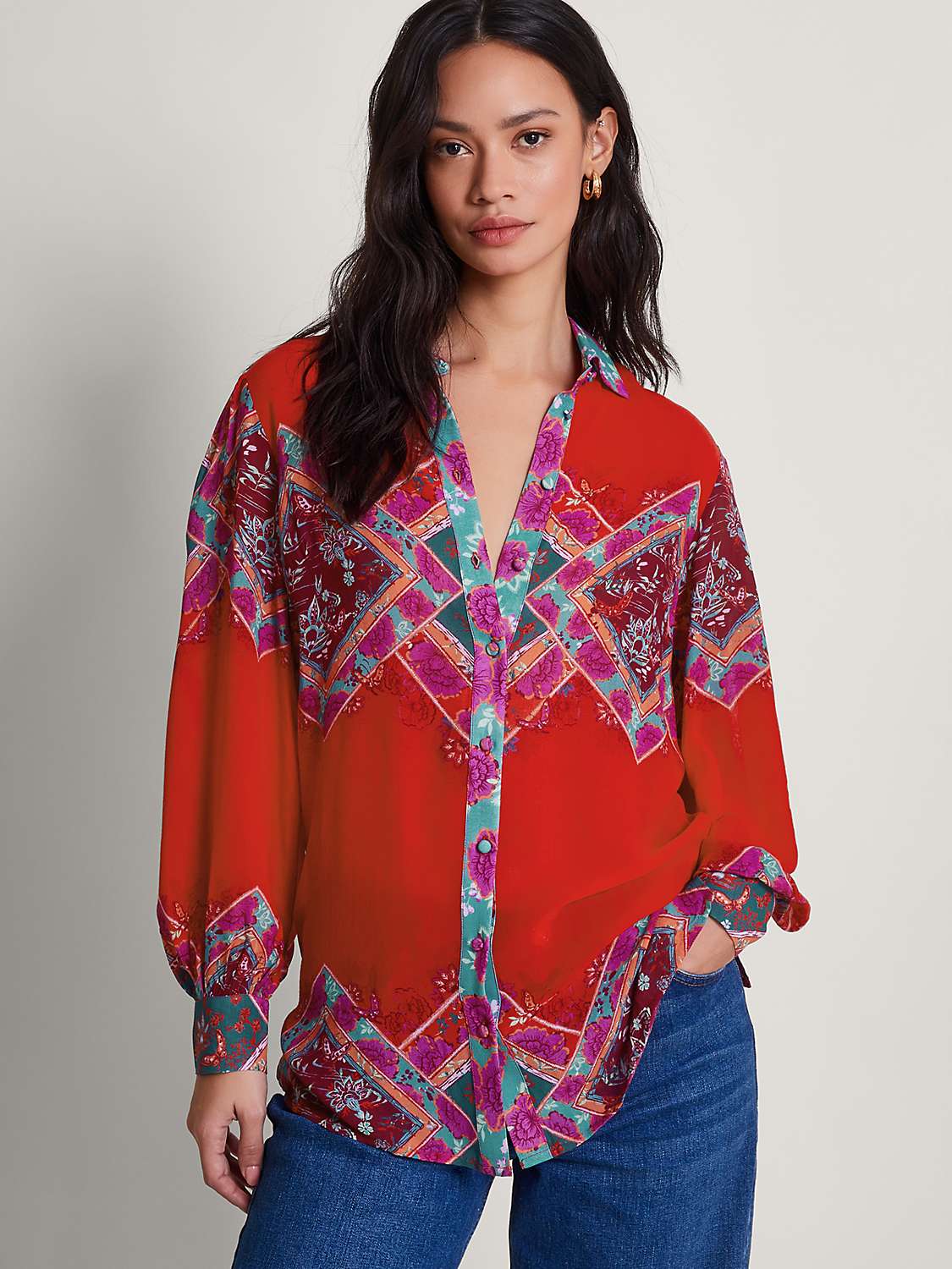 Buy Monsoon Tiffany Blouse, Red/Multi Online at johnlewis.com
