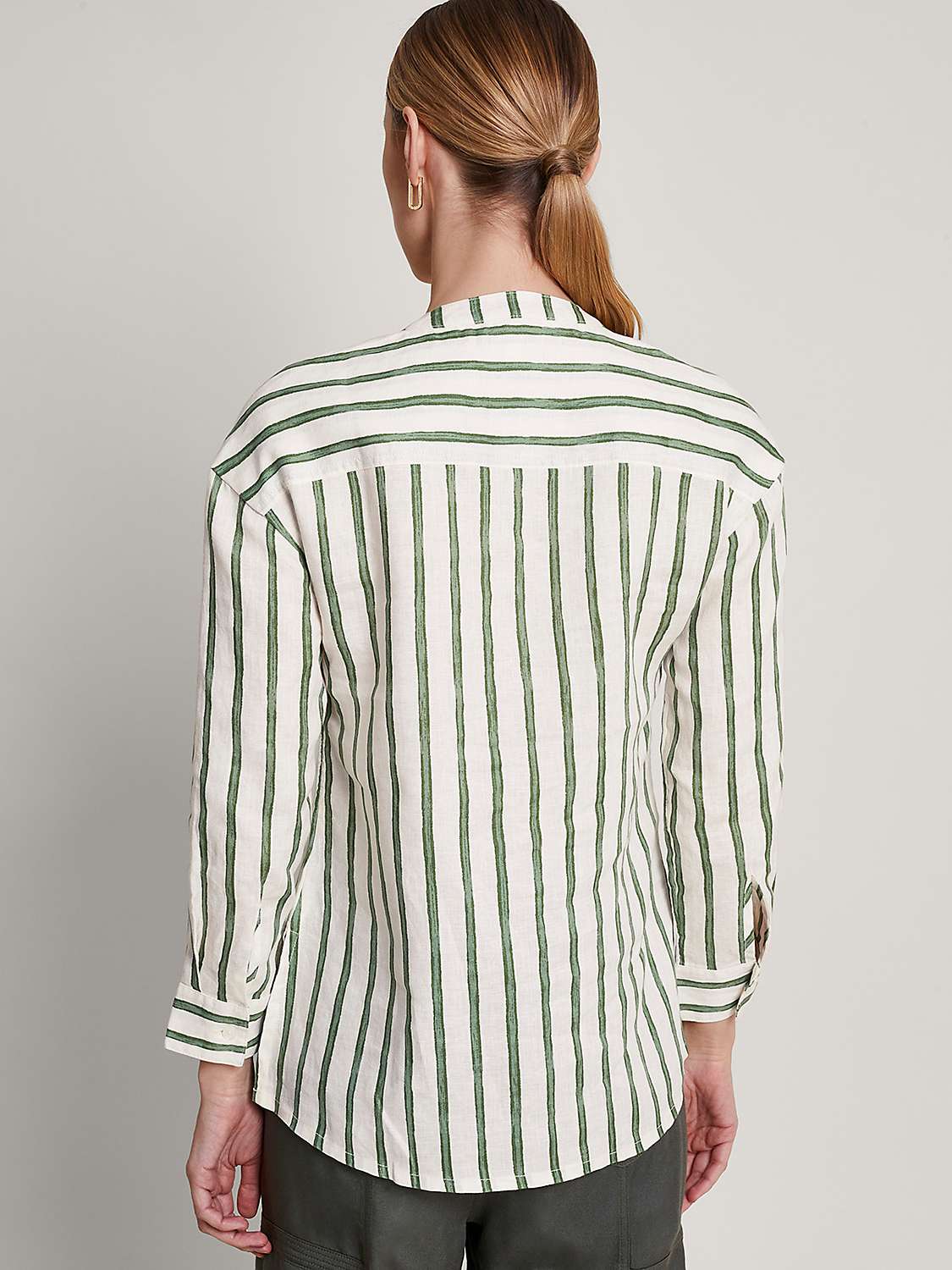 Buy Monsoon Santana Striped Linen Shirt, Green/Ivory Online at johnlewis.com