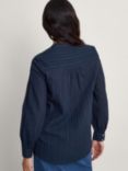 Monsoon Evelyn Cotton Scallop Shirt, Navy