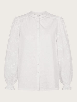 Monsoon Indi Cotton Long Sleeve Shirt, Ivory