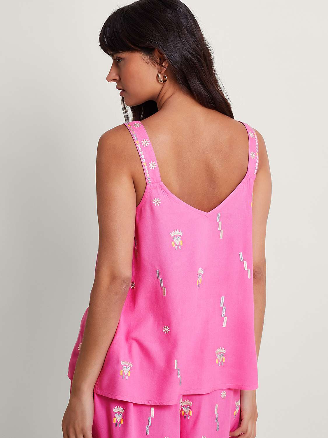 Buy Monsoon Kiran Embroidered Cami Top, Pink Online at johnlewis.com