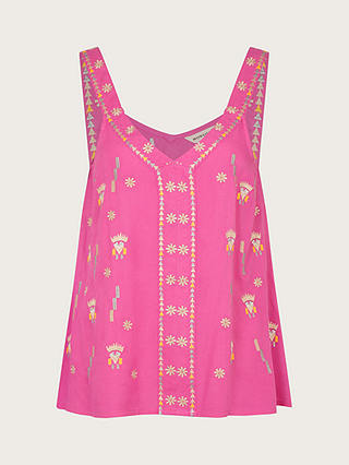 Monsoon Kiran Embroidered Cami Top, Pink