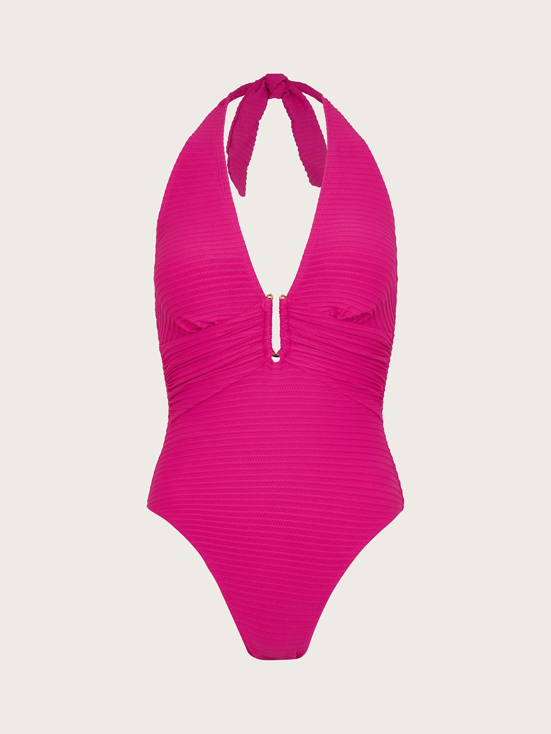 Monsoon Maria Halter Neck Swimsuit, Pink, 8