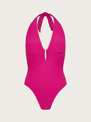 Monsoon Maria Halter Neck Swimsuit, Pink