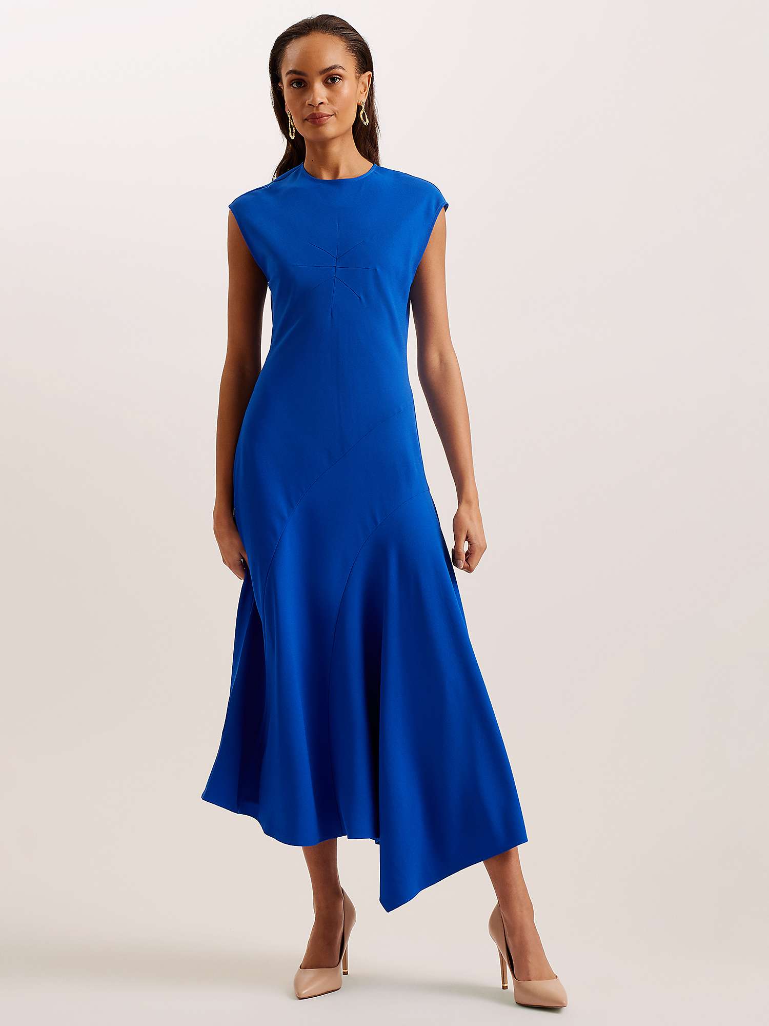 Buy Ted Baker Isparta Asymmetric Hem Midi Dress, Blue Online at johnlewis.com