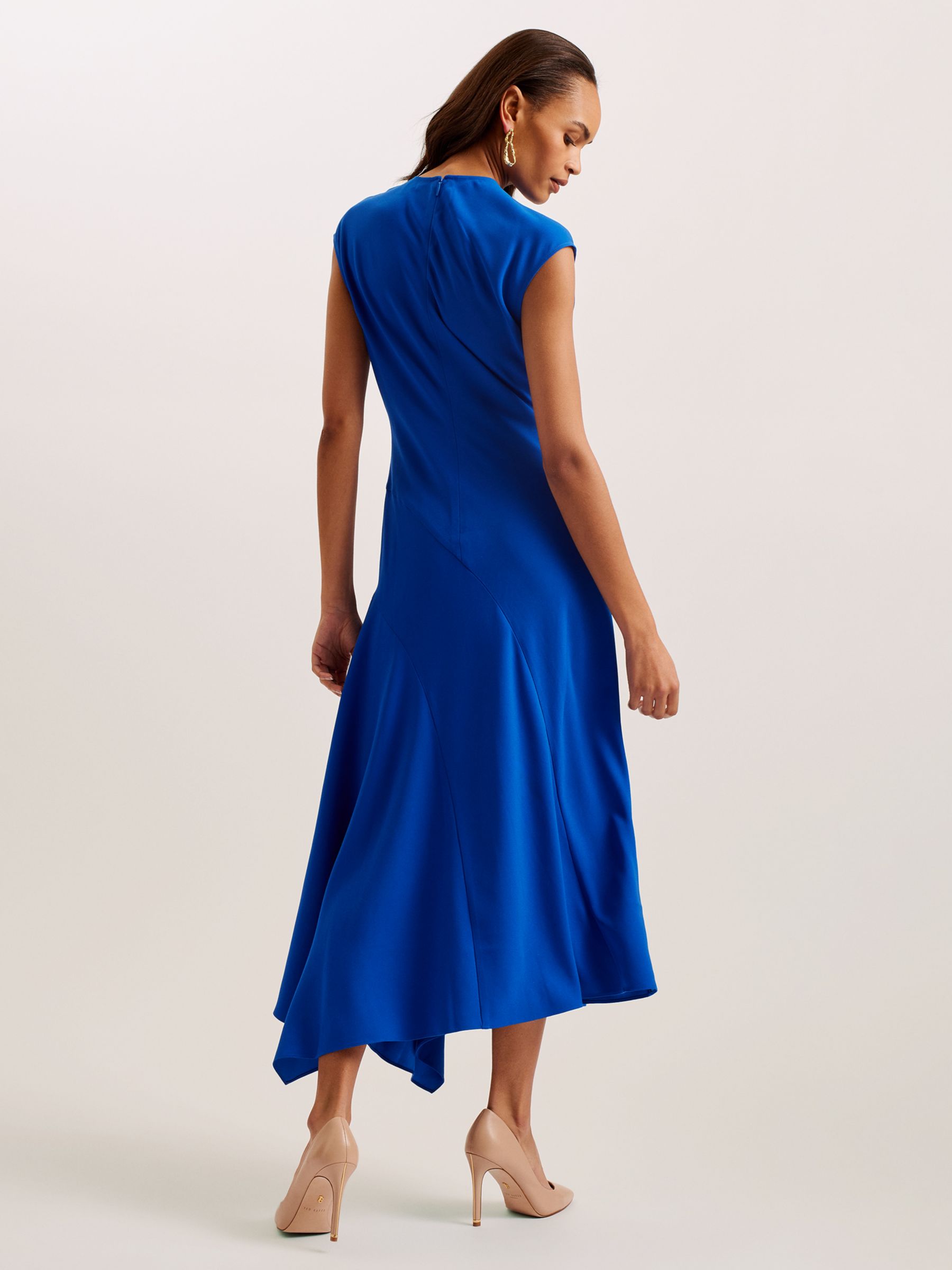 Ted Baker Isparta Asymmetric Hem Midi Dress, Blue at John Lewis & Partners