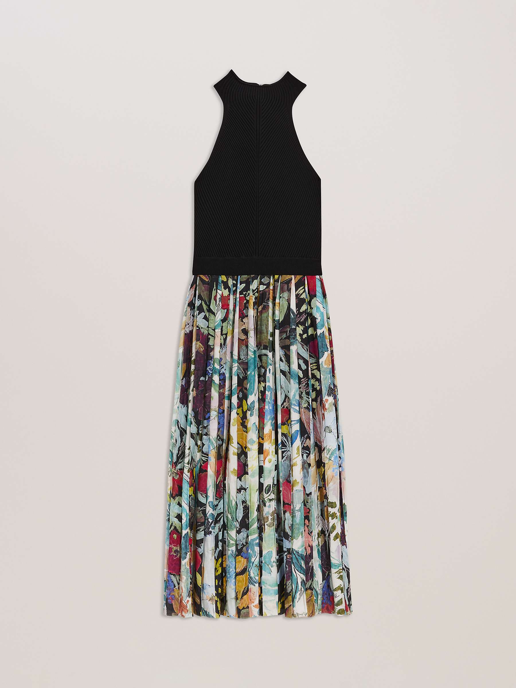 Buy Ted Baker Corino Mockable Pleated Midi Dress, Black/Multi Online at johnlewis.com
