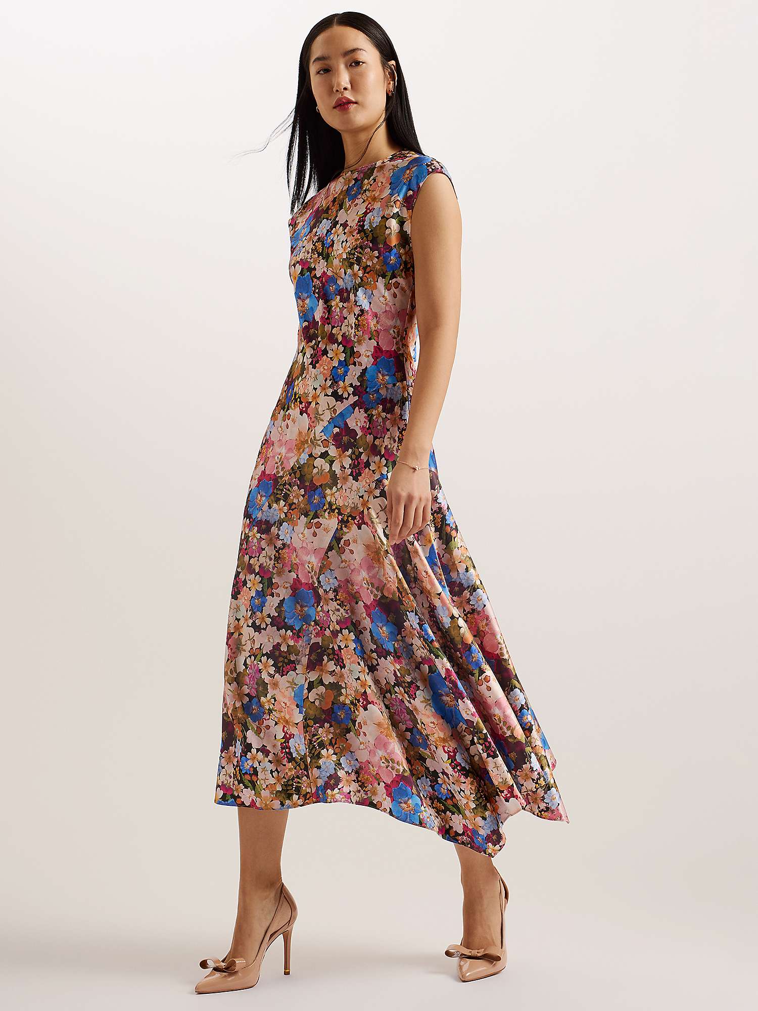 Buy Ted Baker Slanno Floral Print Asymmetric Hem Midi Dress, Multi Online at johnlewis.com