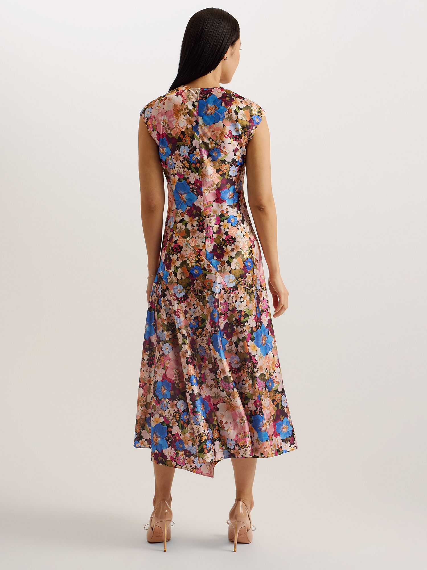 Ted Baker Slanno Floral Print Asymmetric Hem Midi Dress, Multi at John ...