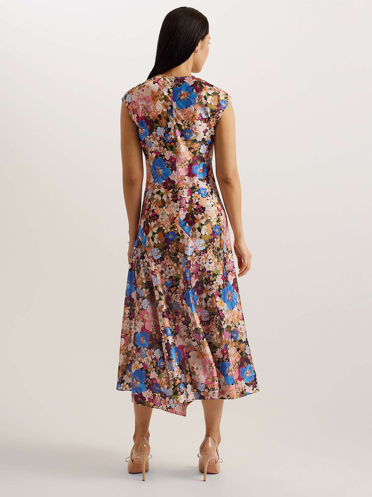 Buy Ted Baker Slanno Floral Print Asymmetric Hem Midi Dress, Multi Online at johnlewis.com