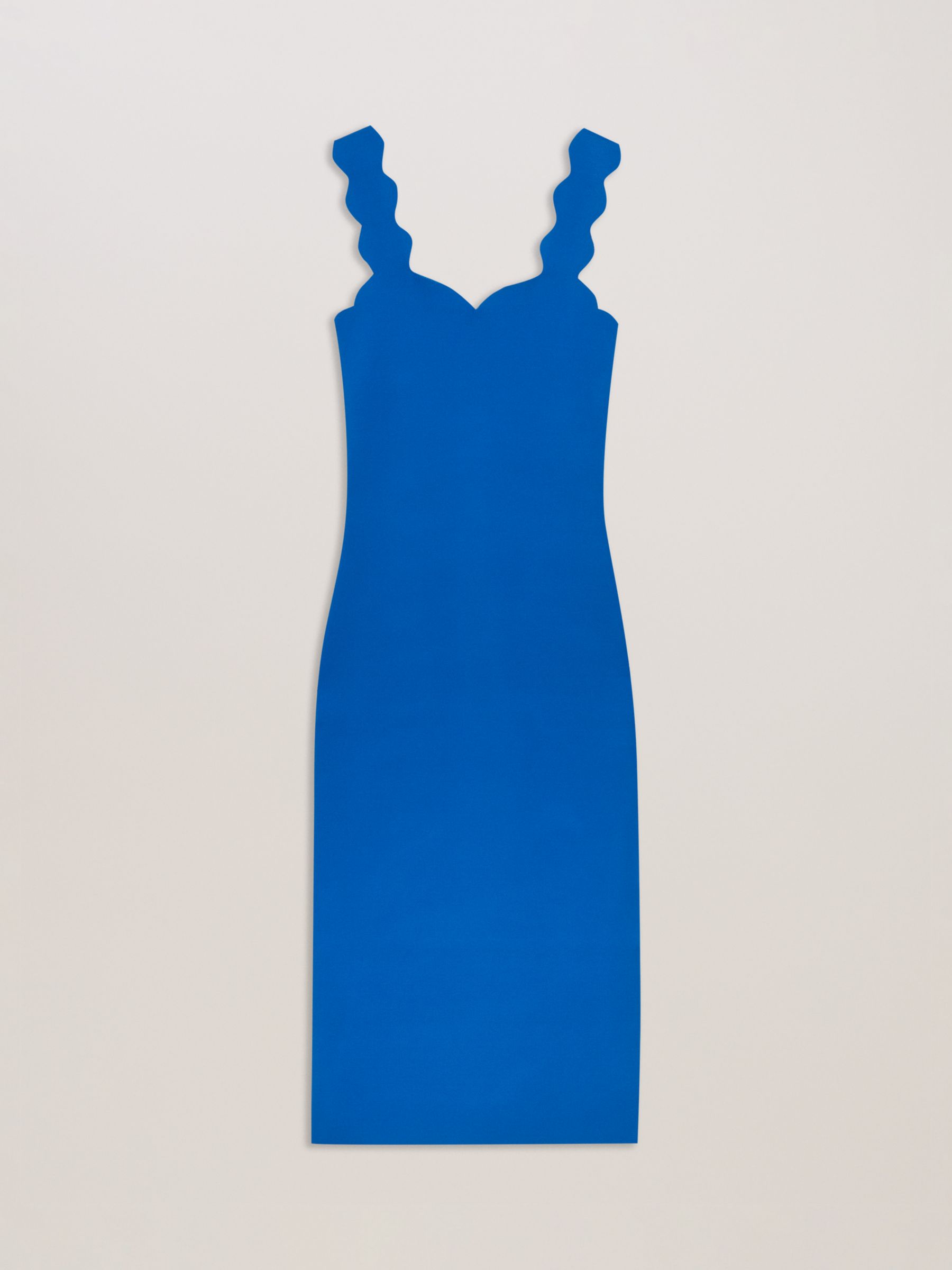 Ted Baker Sharmay Scallop Strap Bodycon Midi Dress, Blue, 16