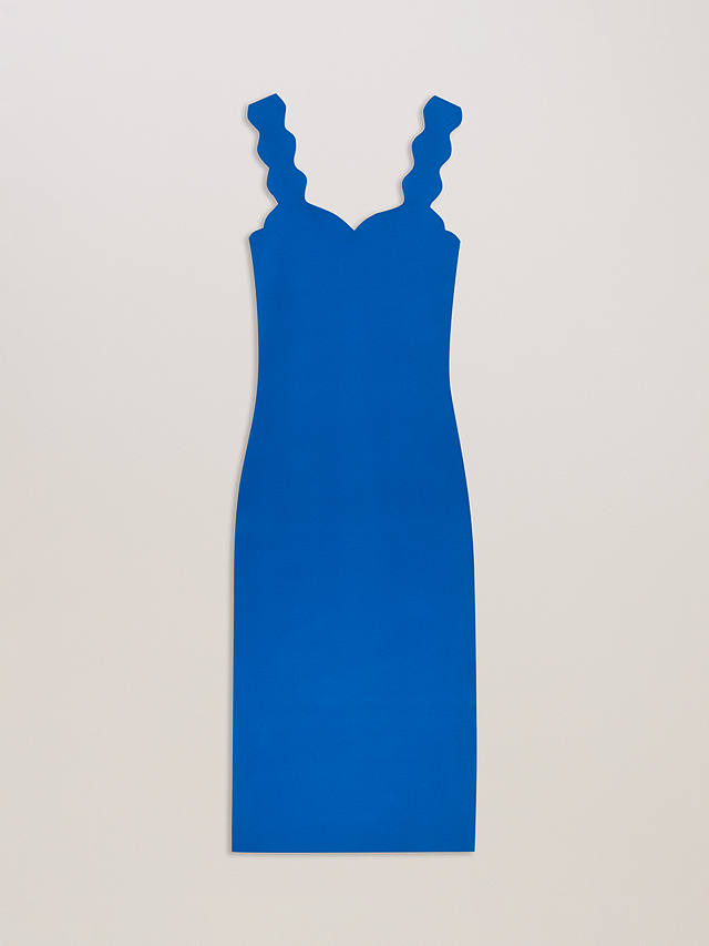 Ted Baker Sharmay Scallop Strap Bodycon Midi Dress, Blue