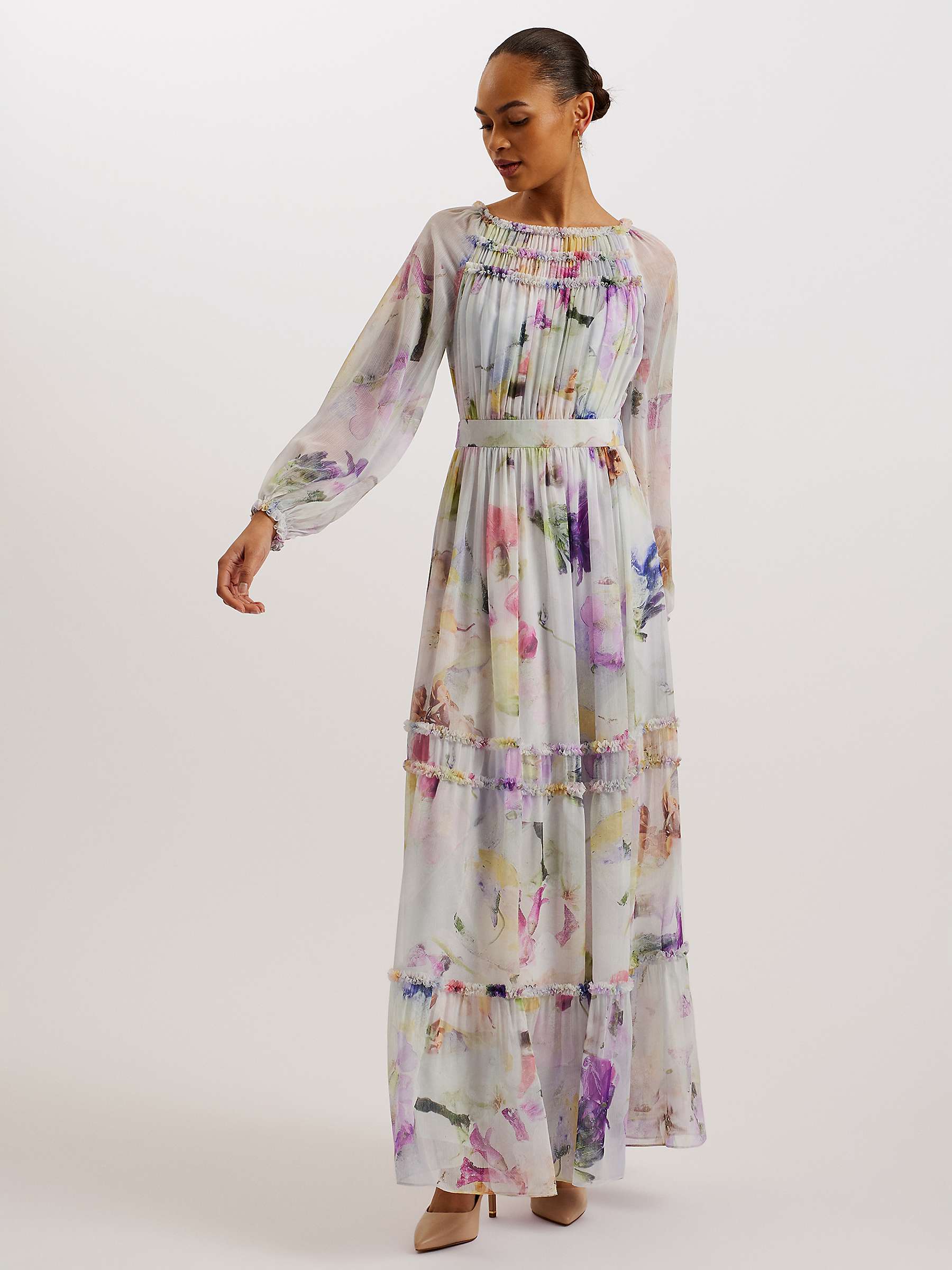Buy Ted Baker Bellas Dress With Voluminous Sleeves, White Online at johnlewis.com