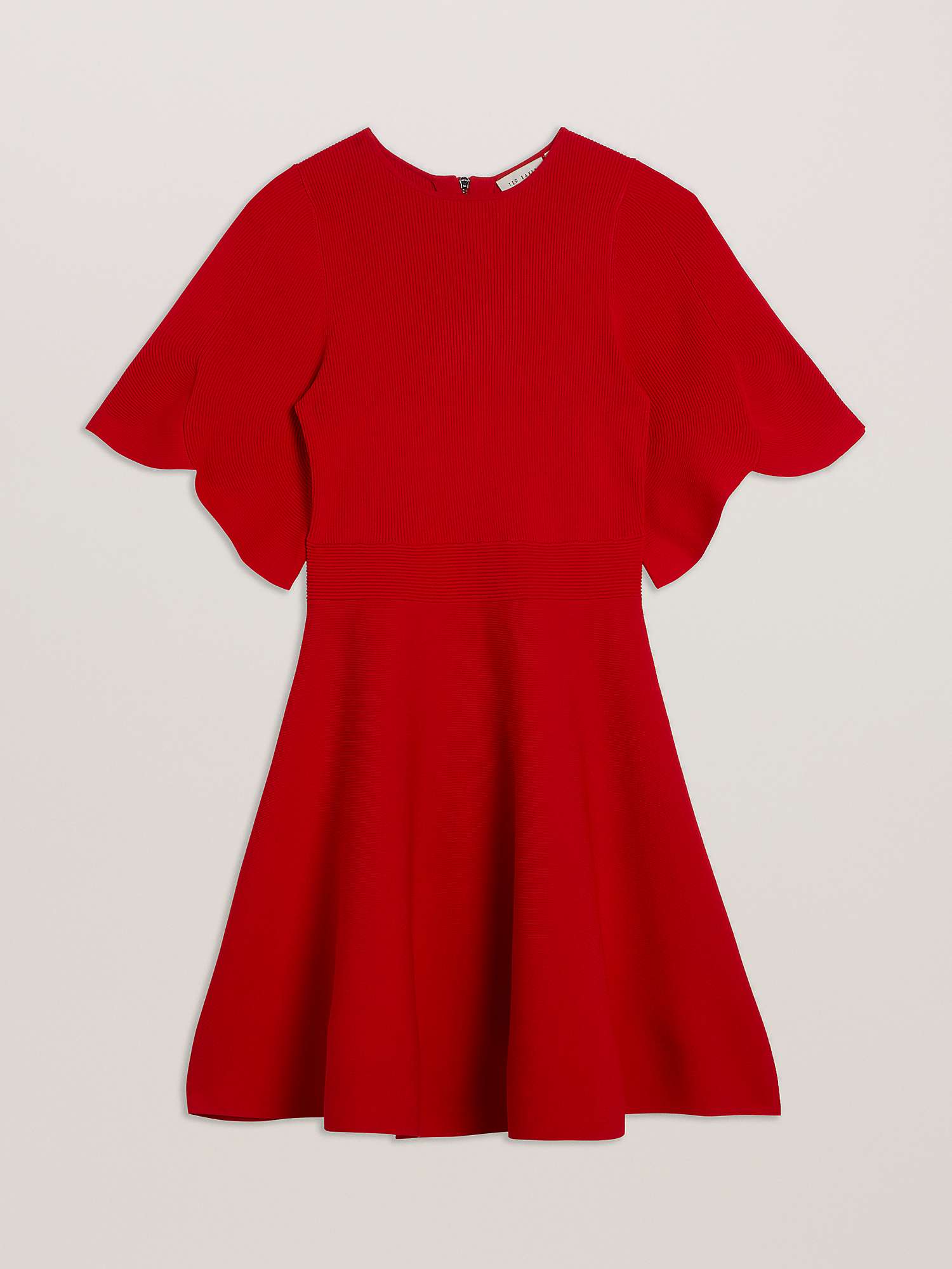 Buy Ted Baker Oliviha Rib Engineered Skater Dress, Red Online at johnlewis.com