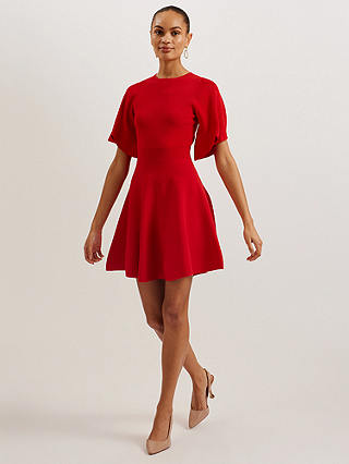 Ted Baker Oliviha Rib Engineered Skater Dress, Red