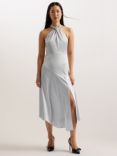 Ted Baker Masae Twist Halterneck Midi Dress, Light Grey, Light Grey